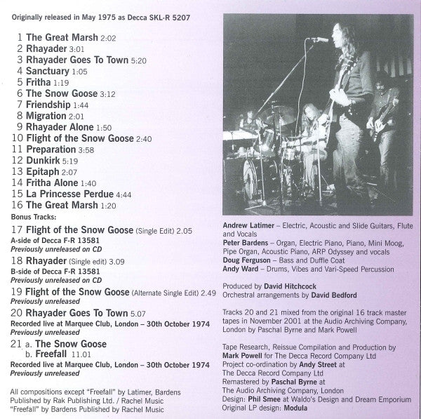 Camel : Music Inspired By The Snow Goose (CD, Album, RE, RM, RP)