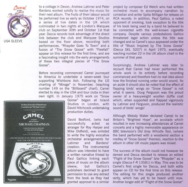 Camel : Music Inspired By The Snow Goose (CD, Album, RE, RM, RP)
