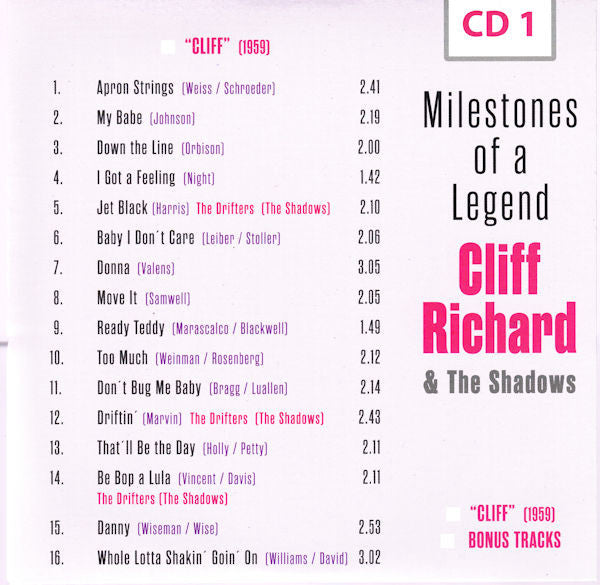 Cliff Richard & The Shadows : Milestones Of A Legend (10xCD + Box, Comp)