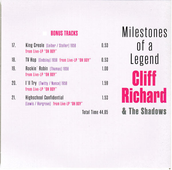 Cliff Richard & The Shadows : Milestones Of A Legend (10xCD + Box, Comp)