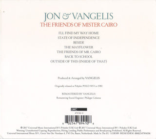 Jon & Vangelis : The Friends Of Mister Cairo (CD, Album, RE, RM, Dig)