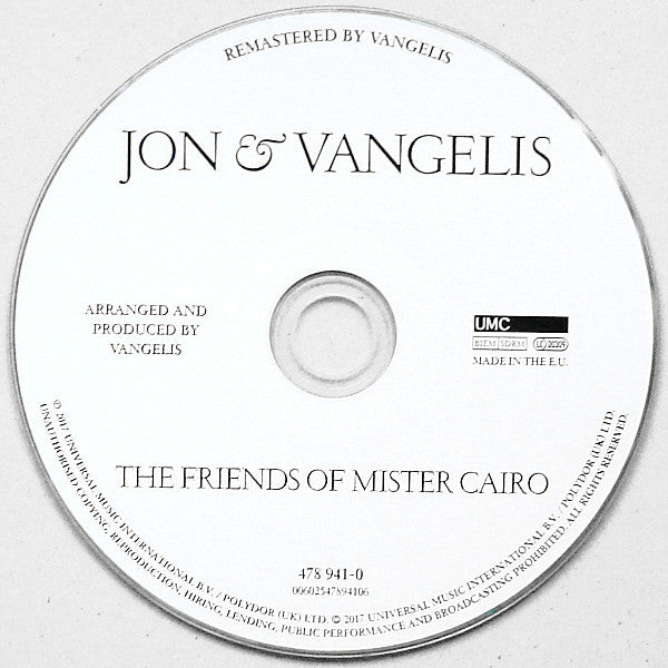 Jon & Vangelis : The Friends Of Mister Cairo (CD, Album, RE, RM, Dig)