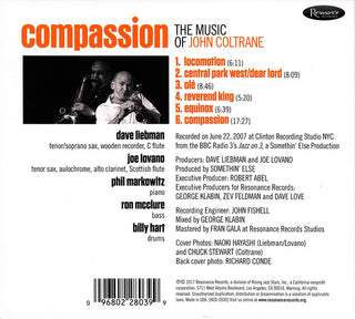 David Liebman / Joe Lovano : Compassion (The Music Of John Coltrane) (CD, Album)