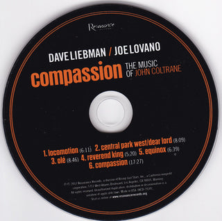 David Liebman / Joe Lovano : Compassion (The Music Of John Coltrane) (CD, Album)