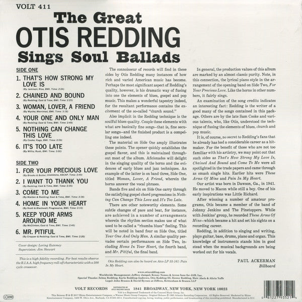 Otis Redding : The Great Otis Redding Sings Soul Ballads (LP, Album, Mono, RE, 180)