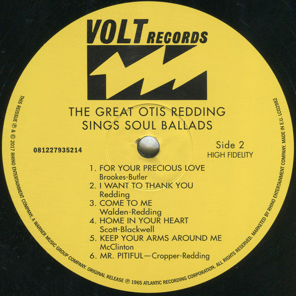 Otis Redding : The Great Otis Redding Sings Soul Ballads (LP, Album, Mono, RE, 180)