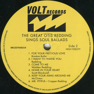 Otis Redding : The Great Otis Redding Sings Soul Ballads (LP, Album, Mono, RE, 180)