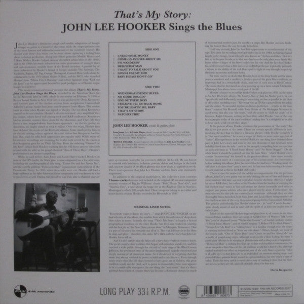 John Lee Hooker : That's My Story John Lee Hooker Sings The Blues (LP, Album, Ltd, RE, 180)