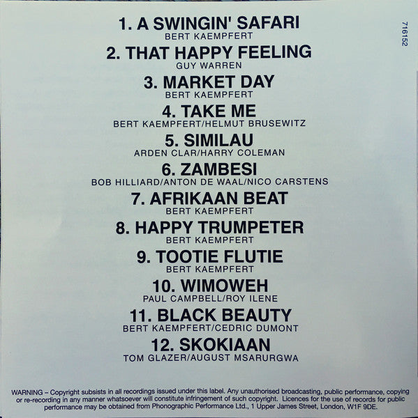 Bert Kaempfert & His Orchestra : A Swingin' Safari (CD, Album)