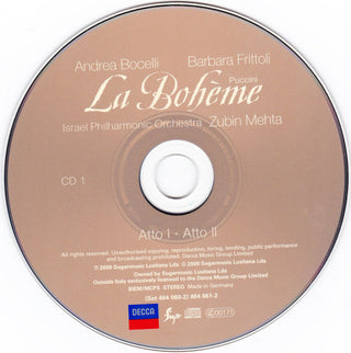 Giacomo Puccini, Andrea Bocelli, Barbara Frittoli, Israel Philharmonic Orchestra, Zubin Mehta : La Bohème (2xCD, Album)