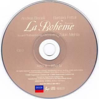 Giacomo Puccini, Andrea Bocelli, Barbara Frittoli, Israel Philharmonic Orchestra, Zubin Mehta : La Bohème (2xCD, Album)
