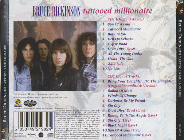 Bruce Dickinson : Tattooed Millionaire (2xCD, Album, RE, RM)