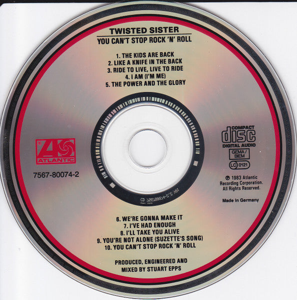 Twisted Sister : You Can't Stop Rock 'N' Roll (CD, Album, RE)