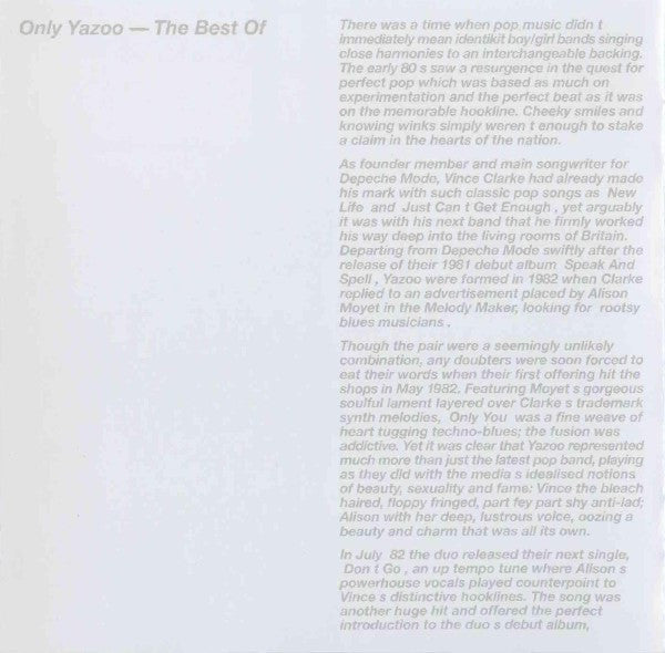Yazoo : Only Yazoo (The Best Of) (CD, Comp, RE, RM)