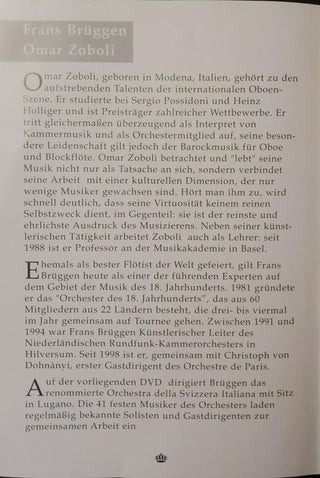 Ludwig August Lebrun, Wolfgang Amadeus Mozart / Orchestra Della Radio Televisione Della Svizzera Italiana, Frans Brüggen, Omar Zoboli : Oboe Concerto No. 1 In D Minor / Symphony No. 35 KV 385 "Haffner" (DVD-V, Multichannel)