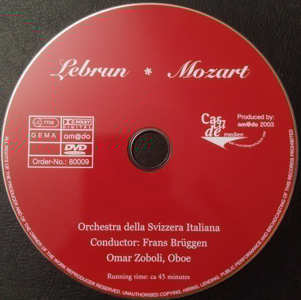 Ludwig August Lebrun, Wolfgang Amadeus Mozart / Orchestra Della Radio Televisione Della Svizzera Italiana, Frans Brüggen, Omar Zoboli : Oboe Concerto No. 1 In D Minor / Symphony No. 35 KV 385 "Haffner" (DVD-V, Multichannel)