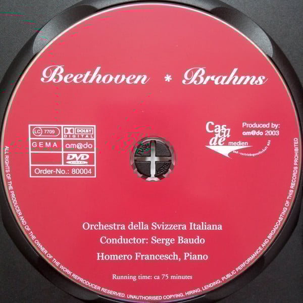 Ludwig van Beethoven, Johannes Brahms / Orchestra Della Radio Televisione Della Svizzera Italiana, Serge Baudo, Homero Francesch : Piano Concerto No. 5 Op. 73 "The Emperor" / Symphony No. 3 Op. 90 (DVD-V, Multichannel)