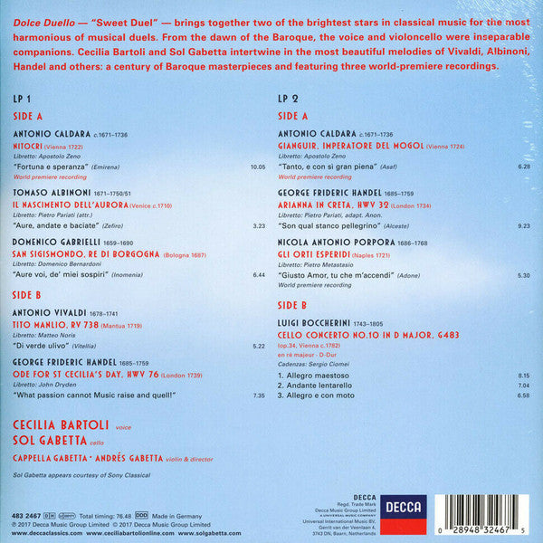 Cecilia Bartoli & Sol Gabetta • Cappella Gabetta • Andrés Gabetta : Dolce Duello (2xLP, Album)