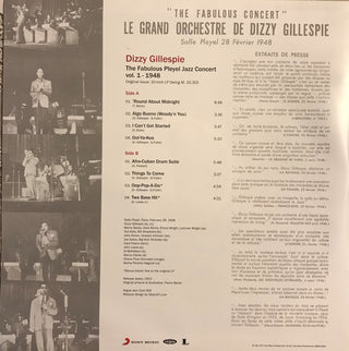 Dizzy Gillespie : The Fabulous Pleyel Jazz Concert vol. 1 - 1948 (LP, Album, RE, Gre)