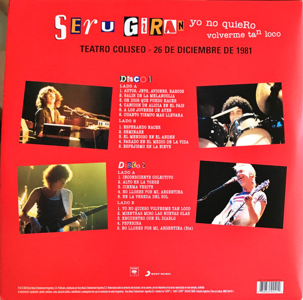Serú Girán : Yo No Quiero Volverme Tan Loco (2xLP, Album)