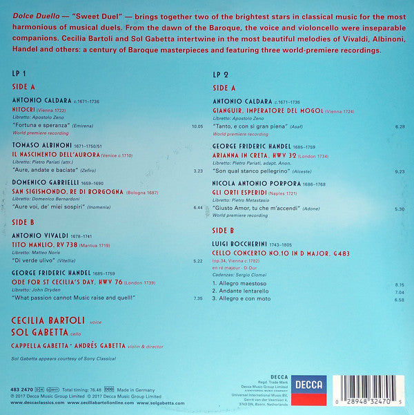 Cecilia Bartoli & Sol Gabetta, Cappella Gabetta, Andrés Gabetta : Dolce Duello (2xLP, Album, Ltd, Pin)