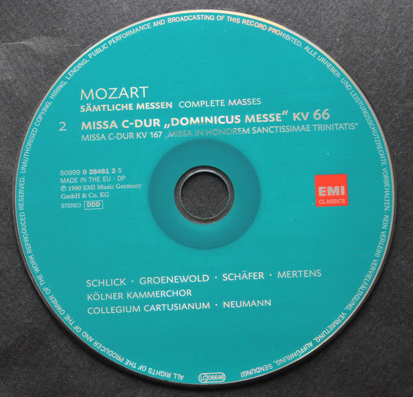 Wolfgang Amadeus Mozart -  Kölner Kammerchor, Collegium Cartusianum, Peter Neumann (2) : Sämtliche Messen = Complete Masses  & Requiem KV 626 · Litaniae KV 234  (10xCD, Comp, RM + Box)