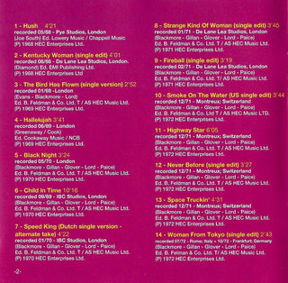 Deep Purple : Smoke On The Water - The Best Of - (CD, Comp, RP)