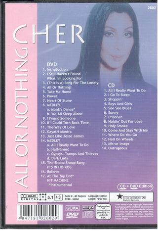 Cher : All Or Nothing (DVD-V, Comp, Unofficial, PAL + CD, Comp, Unofficia)