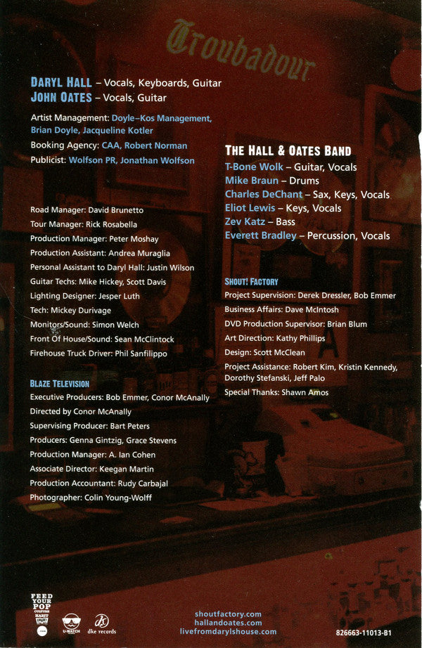 Daryl Hall & John Oates : Live At The Troubadour (DVD-V, NTSC)