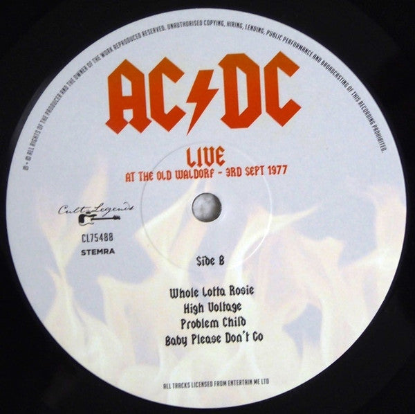 AC/DC : Live At The Old Waldorf - 3rd Sept 1977 (LP, Unofficial, 180)