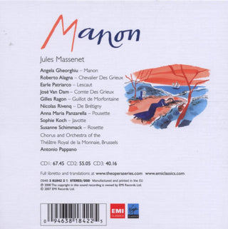Jules Massenet - Angela Gheorghiu • Roberto Alagna • Earle Patriarco • José van Dam • Choeurs Du Théâtre Royal De La Monnaie and Orchestre Du Théâtre Royal De La Monnaie • Antonio Pappano : Manon (3xCD, Album, RE + Box)