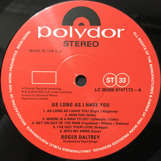 Roger Daltrey : As Long As I Have You (LP, Album, 180)