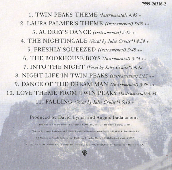 Angelo Badalamenti : Music From Twin Peaks (CD, Album, RE, Arv)