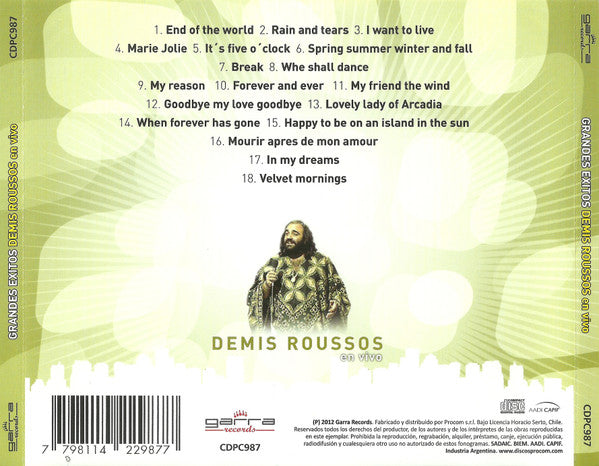 Demis Roussos : Grandes Éxitos En Vivo (CD, Comp)