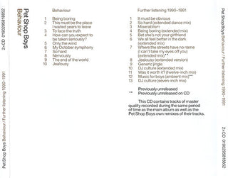 Pet Shop Boys : Behaviour / Further Listening 1990–1991 (CD, Album + CD, Album, Comp + RE, RM)