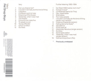 Pet Shop Boys : Very / Further Listening 1992–1994 (CD, Album + CD, Album, Comp + RE, RM)