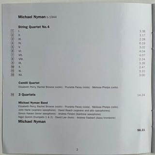 Michael Nyman - Camilli Quartet, The Michael Nyman Band : String Quartet No. 4 / 3 Quartets (CD, Album, RE)
