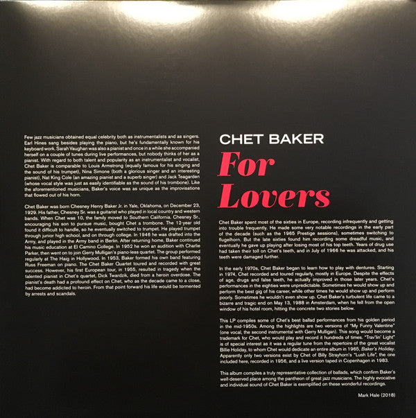 Chet Baker : For Lovers (LP, Comp, Mono)