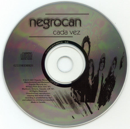 Negrocan : Cada Vez (CD, Single)