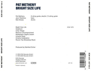 Pat Metheny : Bright Size Life (CD, Album, RE, M&L)