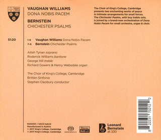 The King's College Choir Of Cambridge, Ralph Vaughan Williams, Leonard Bernstein, Stephen Cleobury, Britten Sinfonia : Dona Nobis Pacem; Chichester Psalms (SACD, Hybrid, Multichannel, Album)