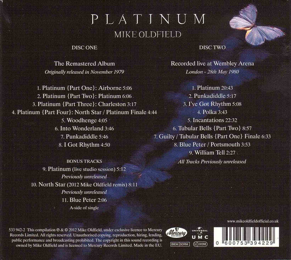 Mike Oldfield : Platinum (CD, Album, RE, RM + CD, Album + Dlx, Dig)