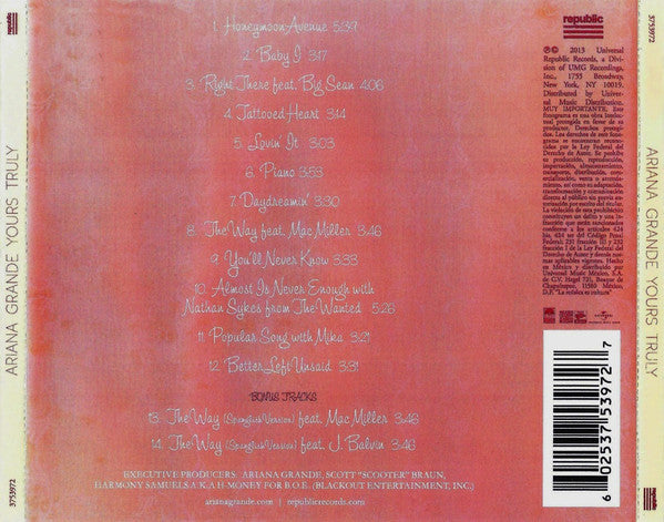 Ariana Grande : Yours Truly (CD, Album, Dlx)