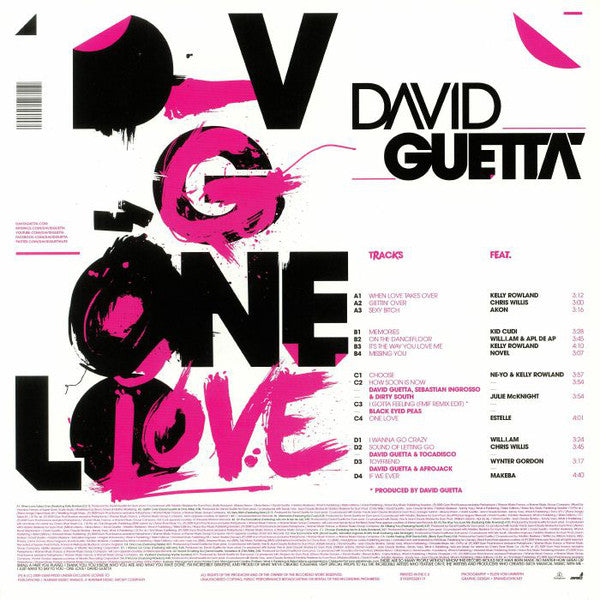 David Guetta : One Love (2xLP, Album, Ltd, RE, Pin)
