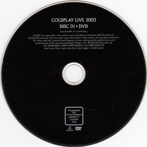 Coldplay : Live 2003 (DVD-V, Multichannel, PAL, Dua + CD, Album, Enh)
