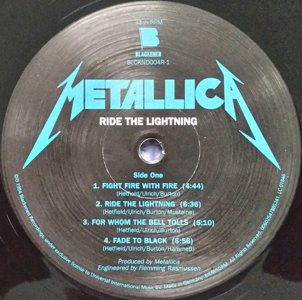 Metallica : Ride The Lightning (LP, Album, RE, RM)