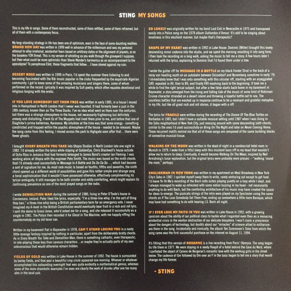 Sting : My Songs (2xLP, Album, 180)