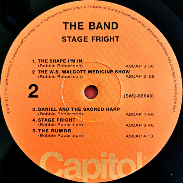 The Band : Stage Fright (LP, Album, RE, 180)