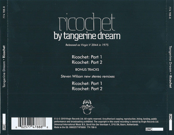 Tangerine Dream : Ricochet (CD, Album, RE, RM)