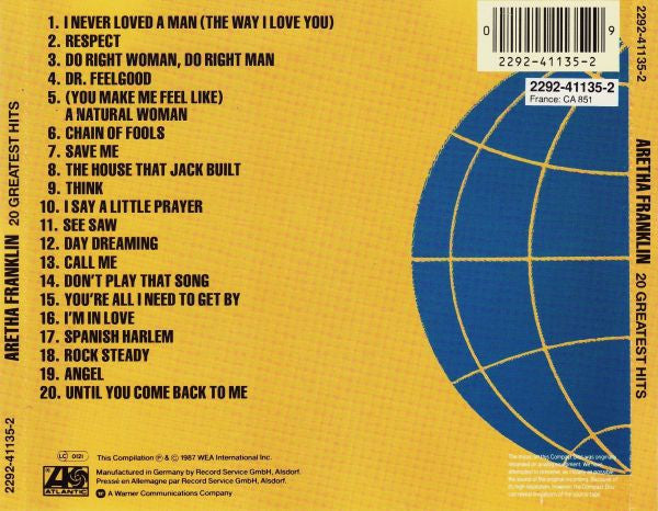 Aretha Franklin : 20 Greatest Hits (CD, Comp)